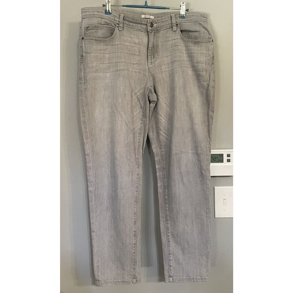 Eileen Fisher Jeans Slim Tapered Ankle Gray Denim Mid Rise Organic Cotton Sz‎ 12